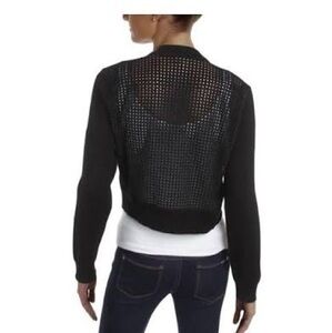 Tommy Hilfiger Black Openwork Knit Cropped Cardigan